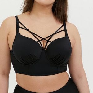 Black bikini top long line torrid